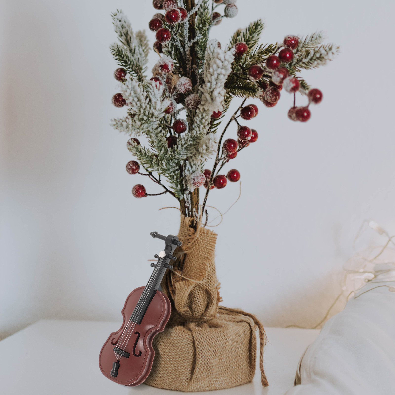 20 set Mini Violin Wood Grain  - Musical Instrument Xmas Ornaments review and price