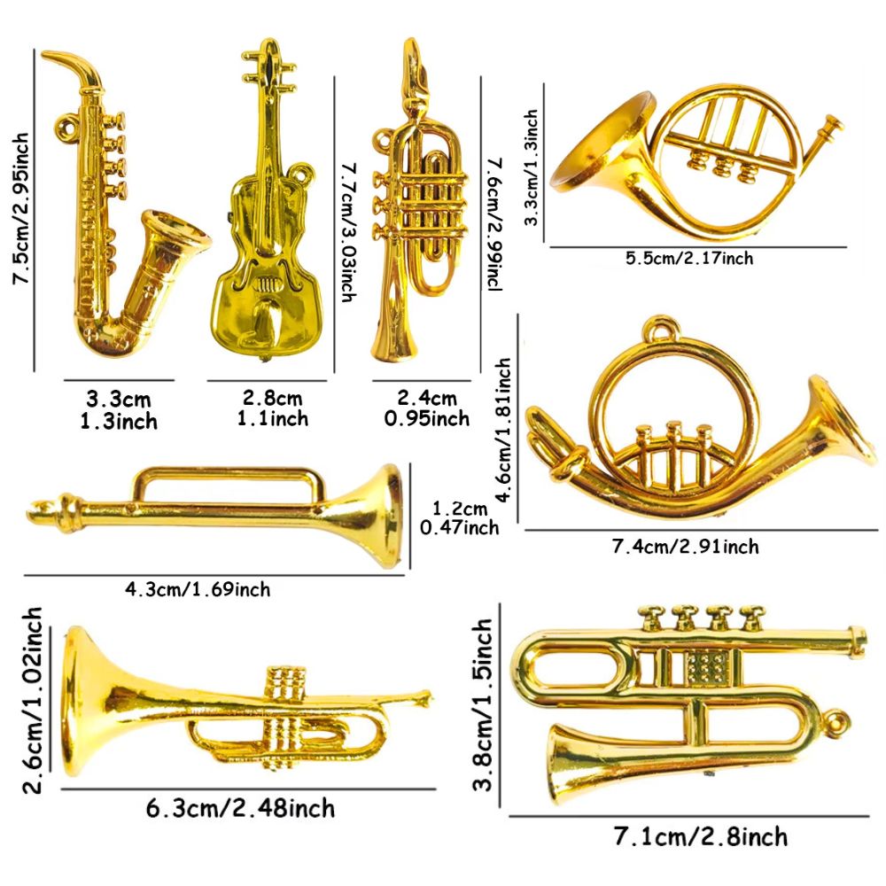 5/18pcs Random Mini Golden Mus - Musical Instrument Xmas Ornaments review and price