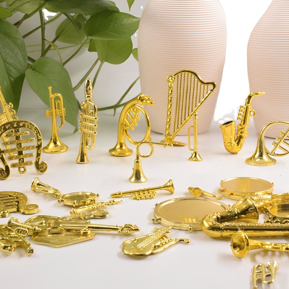 5/18pcs Random Mini Golden Mus - Musical Instrument Xmas Ornaments review and price